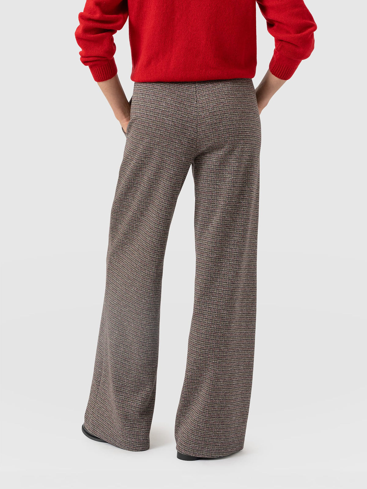 Pantalón de pernera ancha Keller — Cuadros beige y burdeos — vista 6