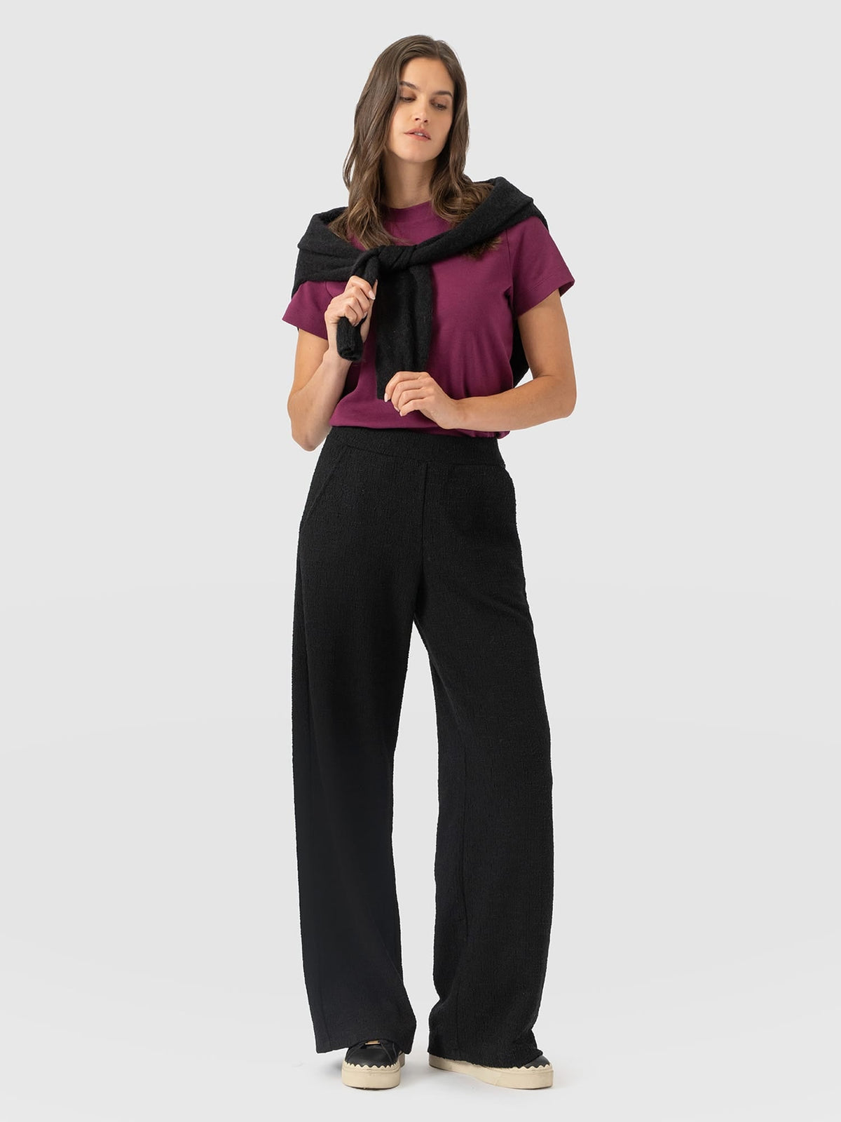 Pantalón de pernera ancha Keller — Bouclé negro — vista 3