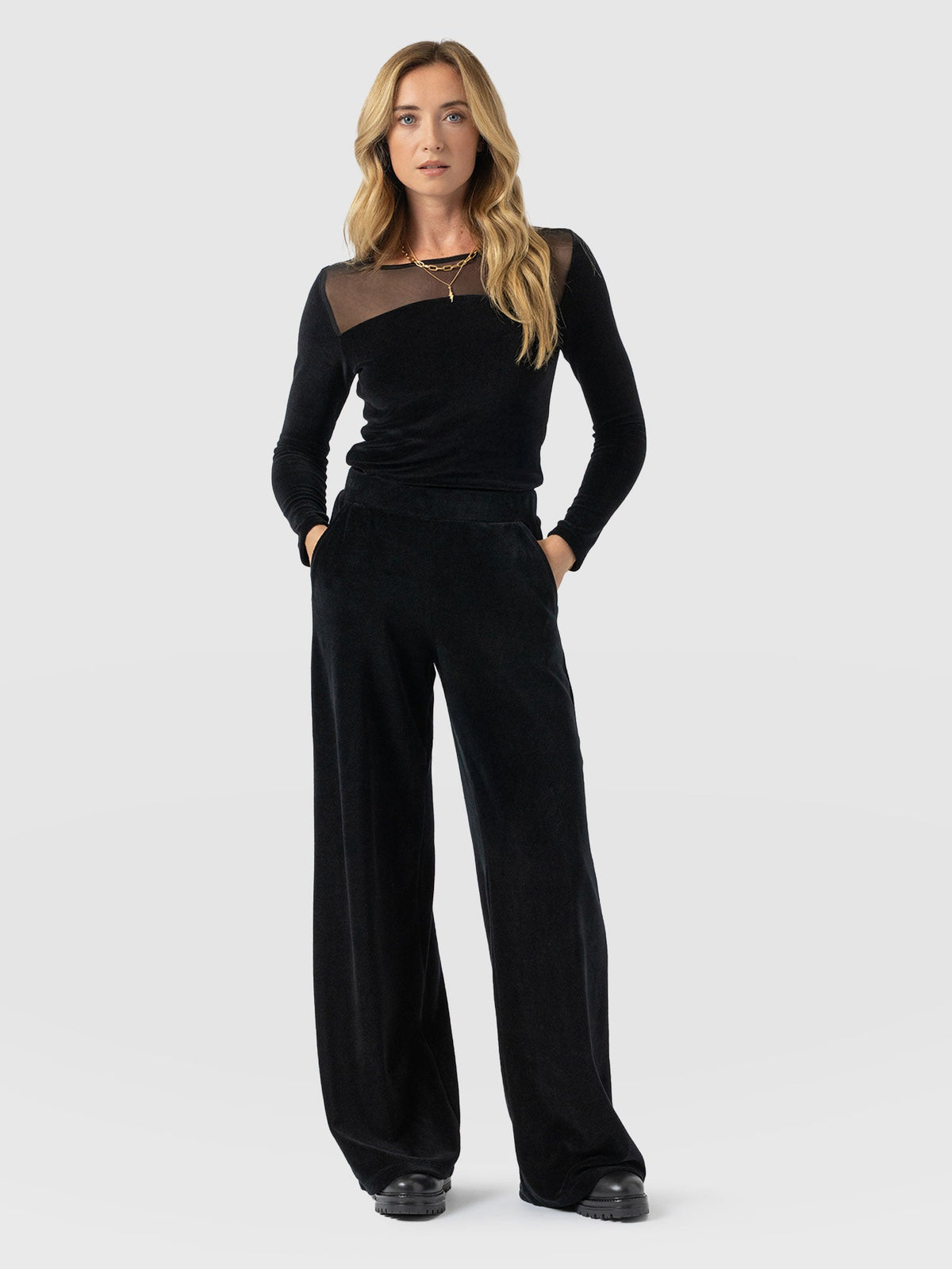 Pantalón de pernera ancha Keller — Terciopelo negro — vista 3