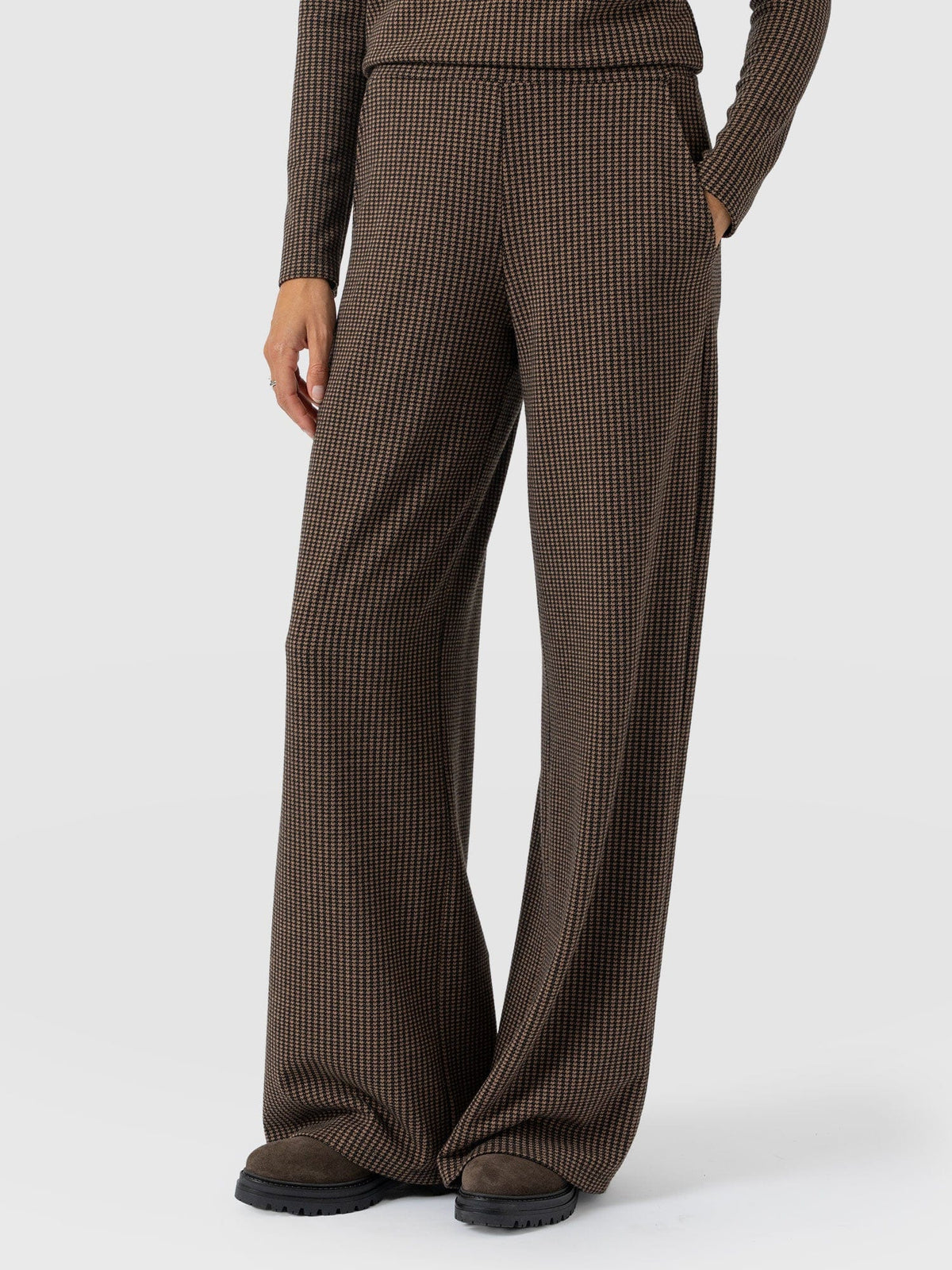 Pantalón de pernera ancha Keller — Minipata de gallo marrón — vista 4
