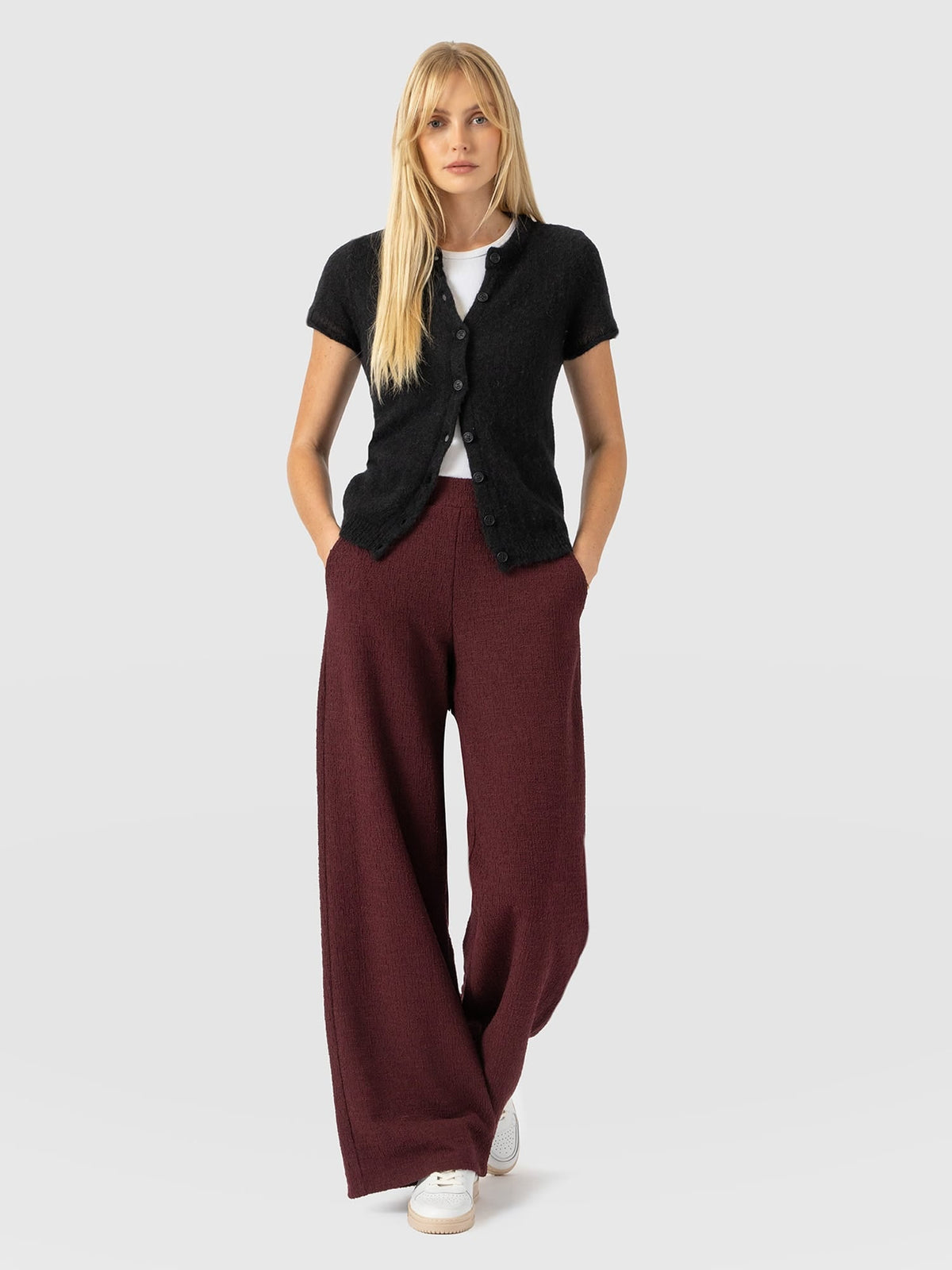 Pantalón de pernera ancha Keller — Bouclé burdeos — vista 3