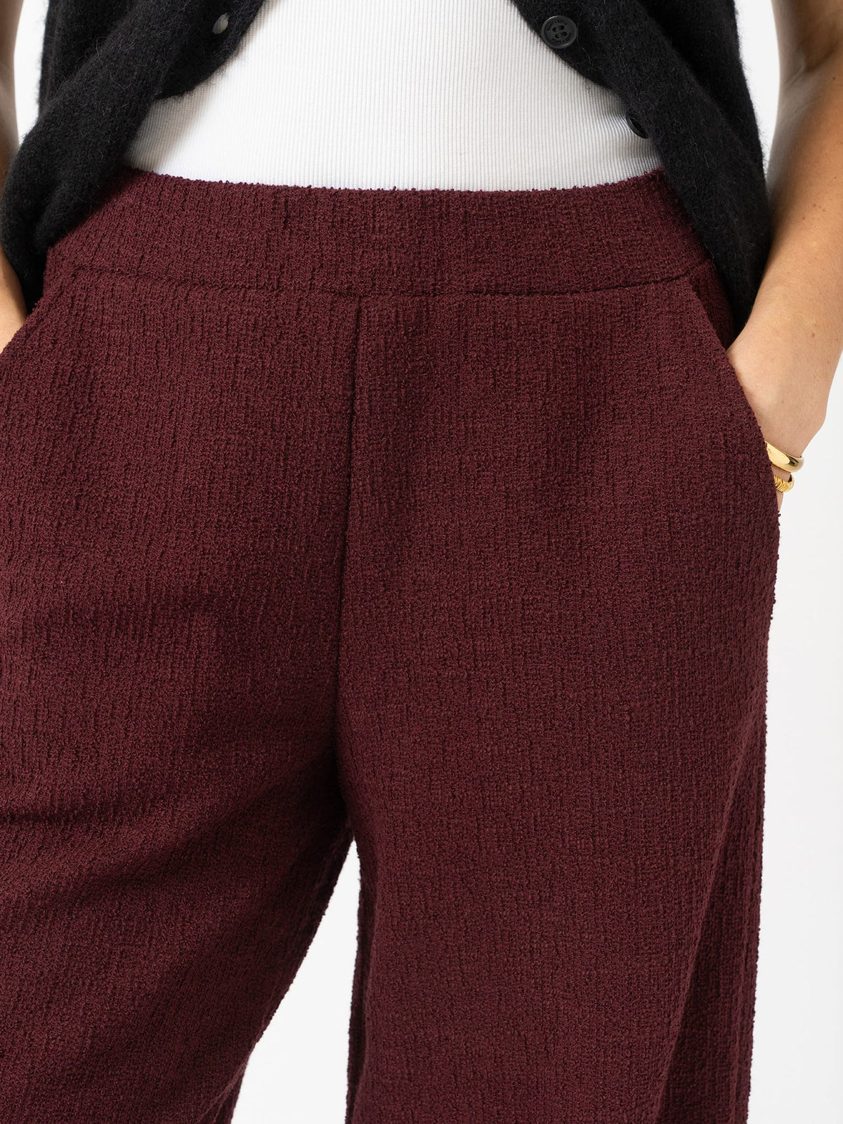 Pantalón de pernera ancha Keller — Bouclé burdeos — vista 6