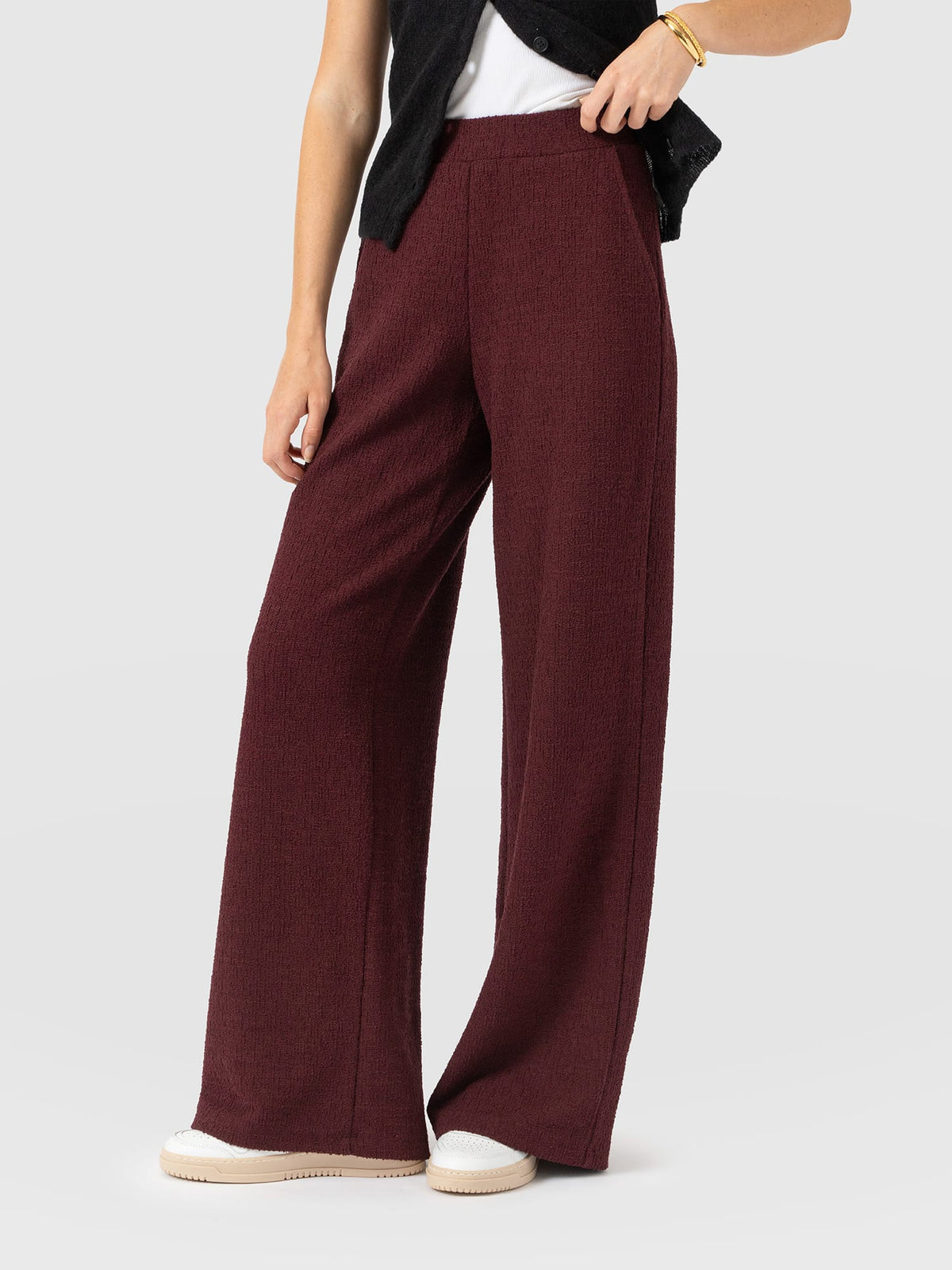 Pantalón de pernera ancha Keller — Bouclé burdeos — vista 4