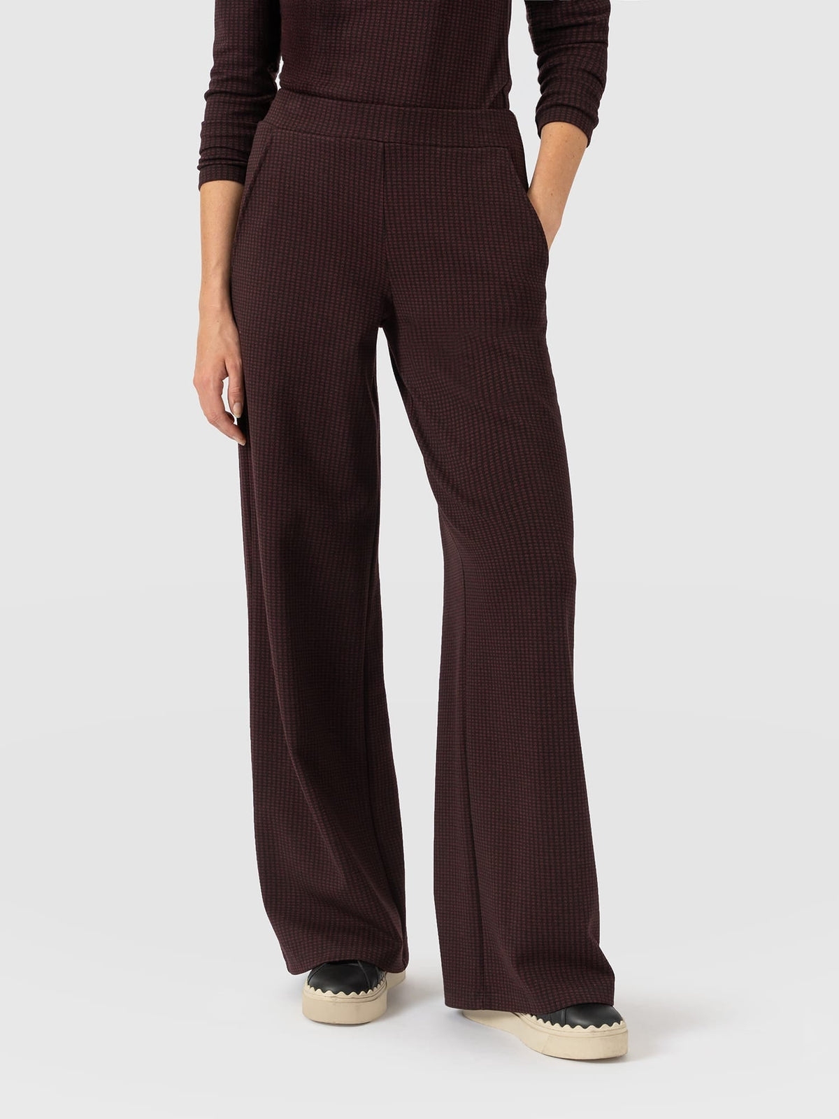 Pantalón de pernera ancha Keller — Minipata de gallo burdeos — vista 4