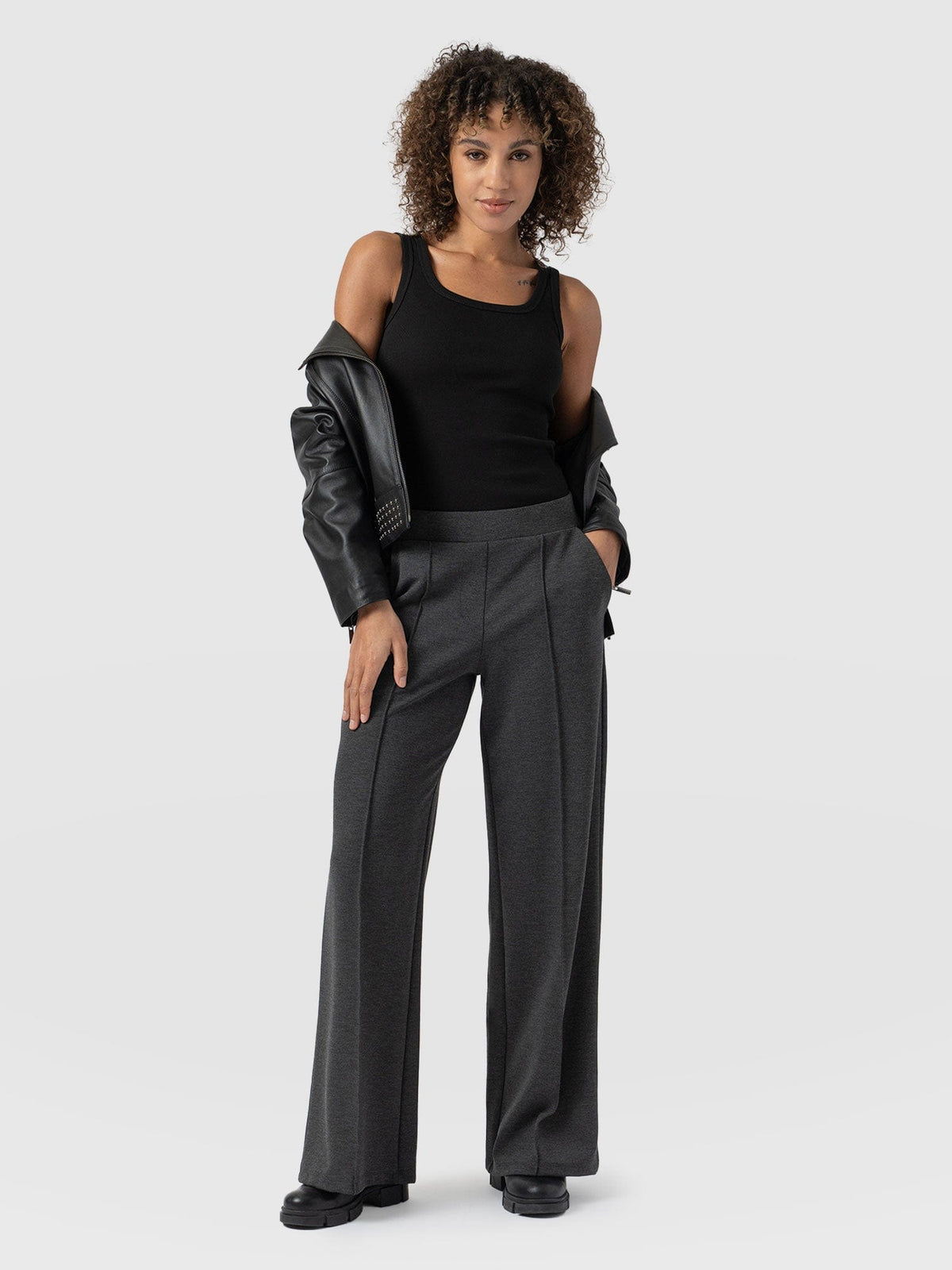 Pantalón de pernera ancha Keller — Gris carbón — vista 1