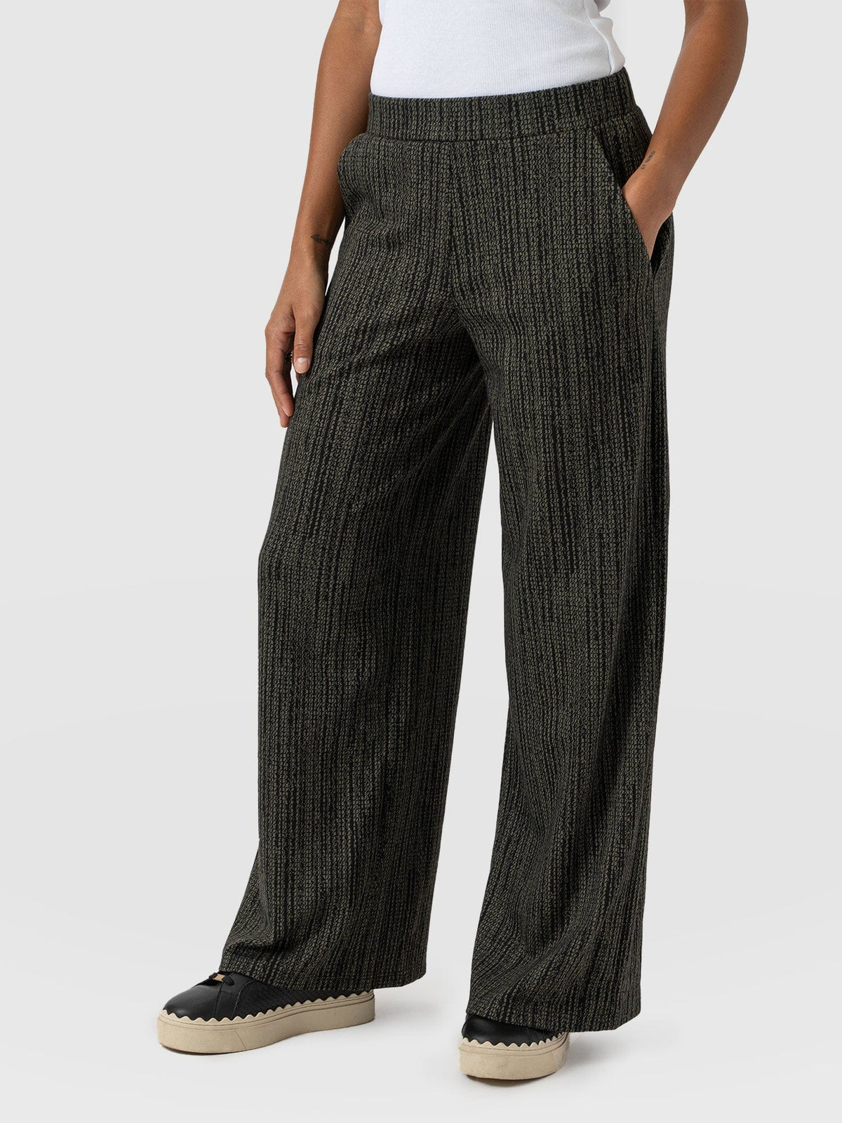 Pantalón de pernera ancha Keller — Estampado píxel verde — vista 2