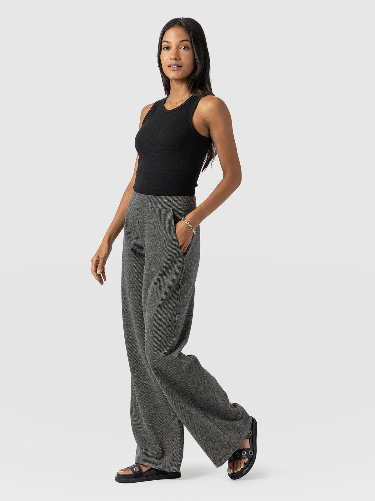 Pantalón de pernera ancha Keller — Sarga gris — vista 3