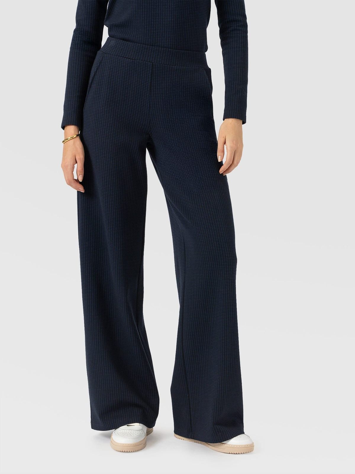 Pantalón de pernera ancha Keller — Minipata de gallo azul marino — vista 3