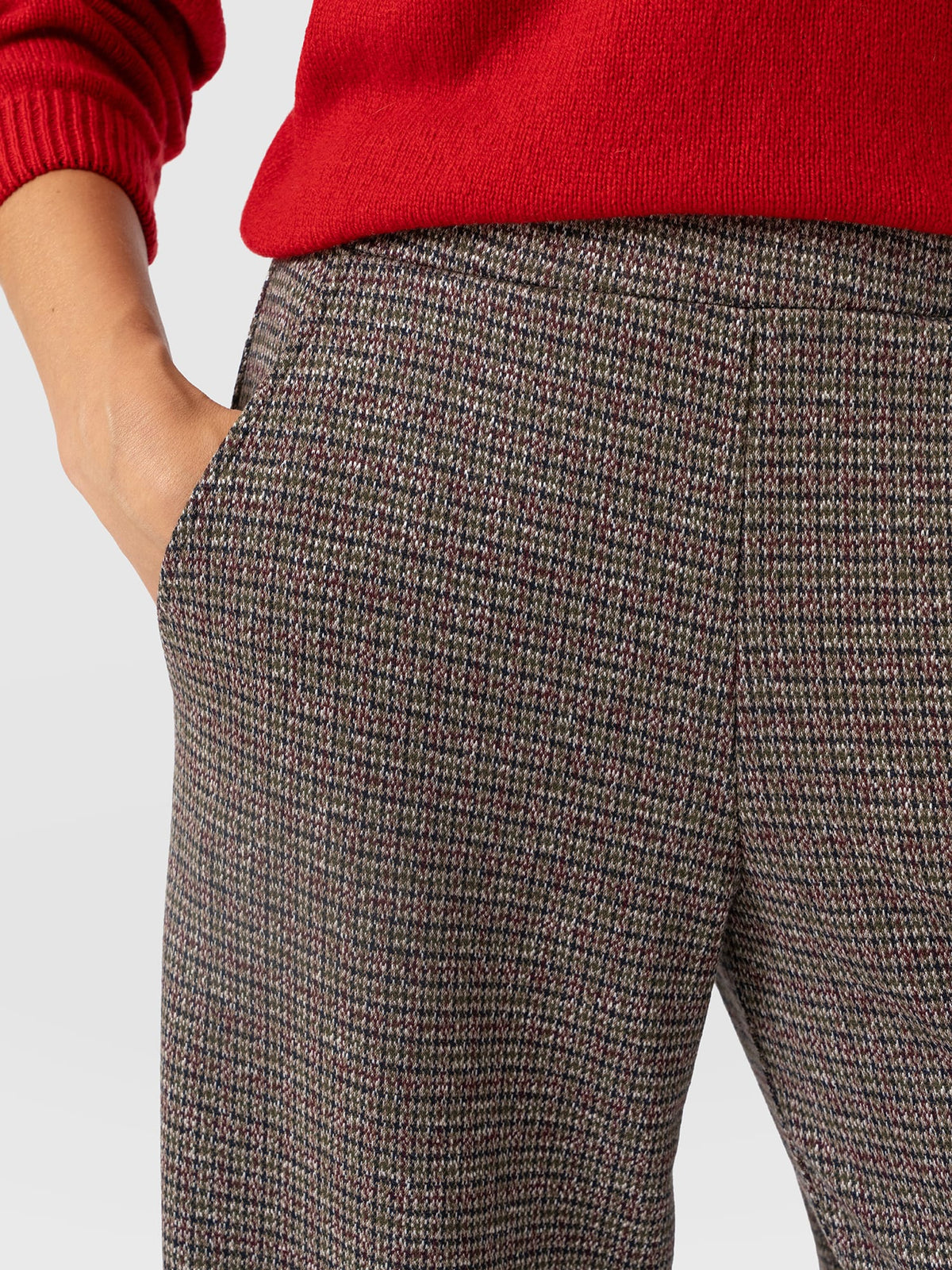 Pantalón de pernera ancha Keller — Cuadros beige y burdeos — vista 5