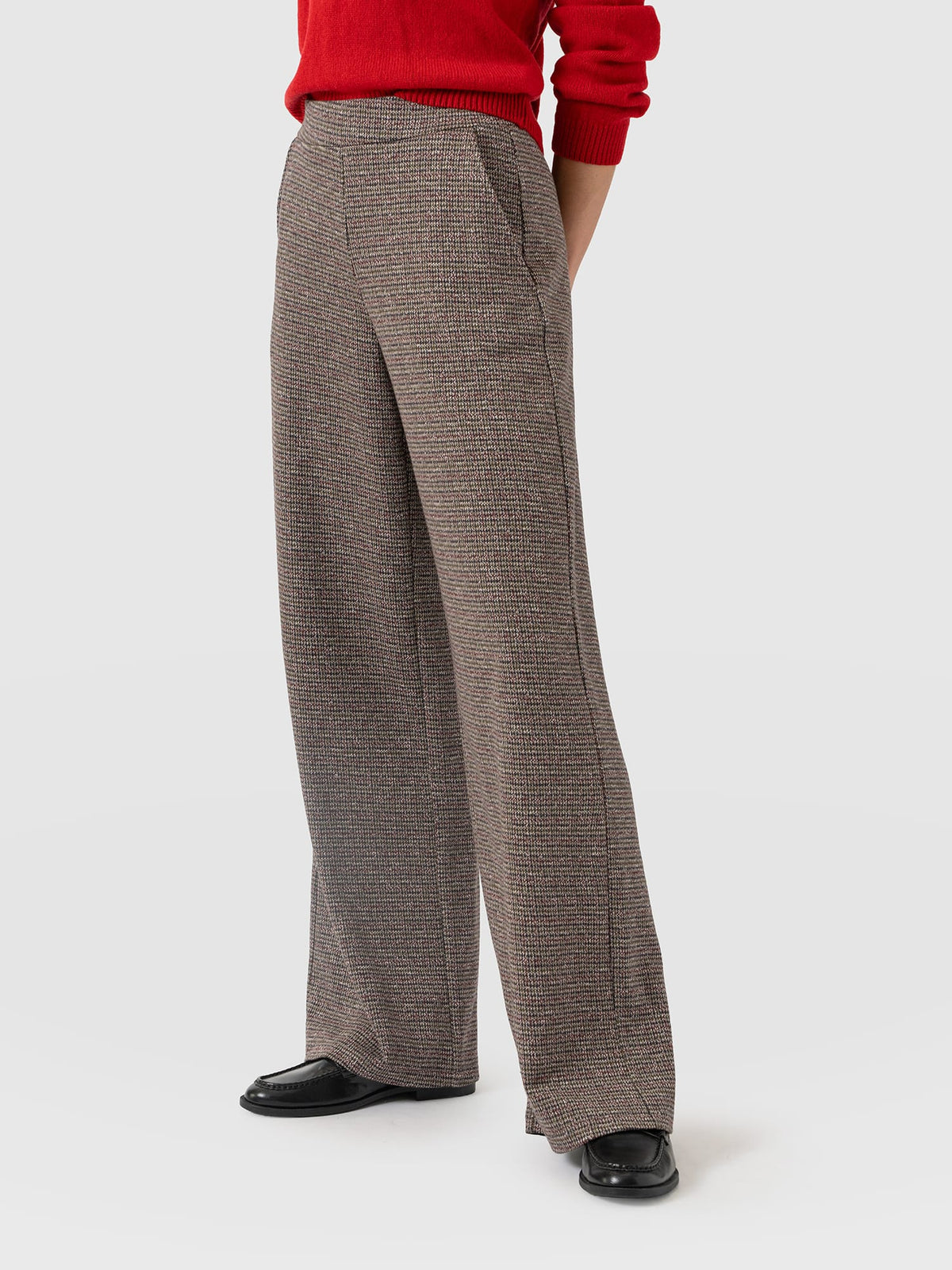 Pantalón de pernera ancha Keller — Cuadros beige y burdeos — vista 4