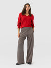 Pantalón de pernera ancha Keller — Cuadros beige y burdeos — vista 1