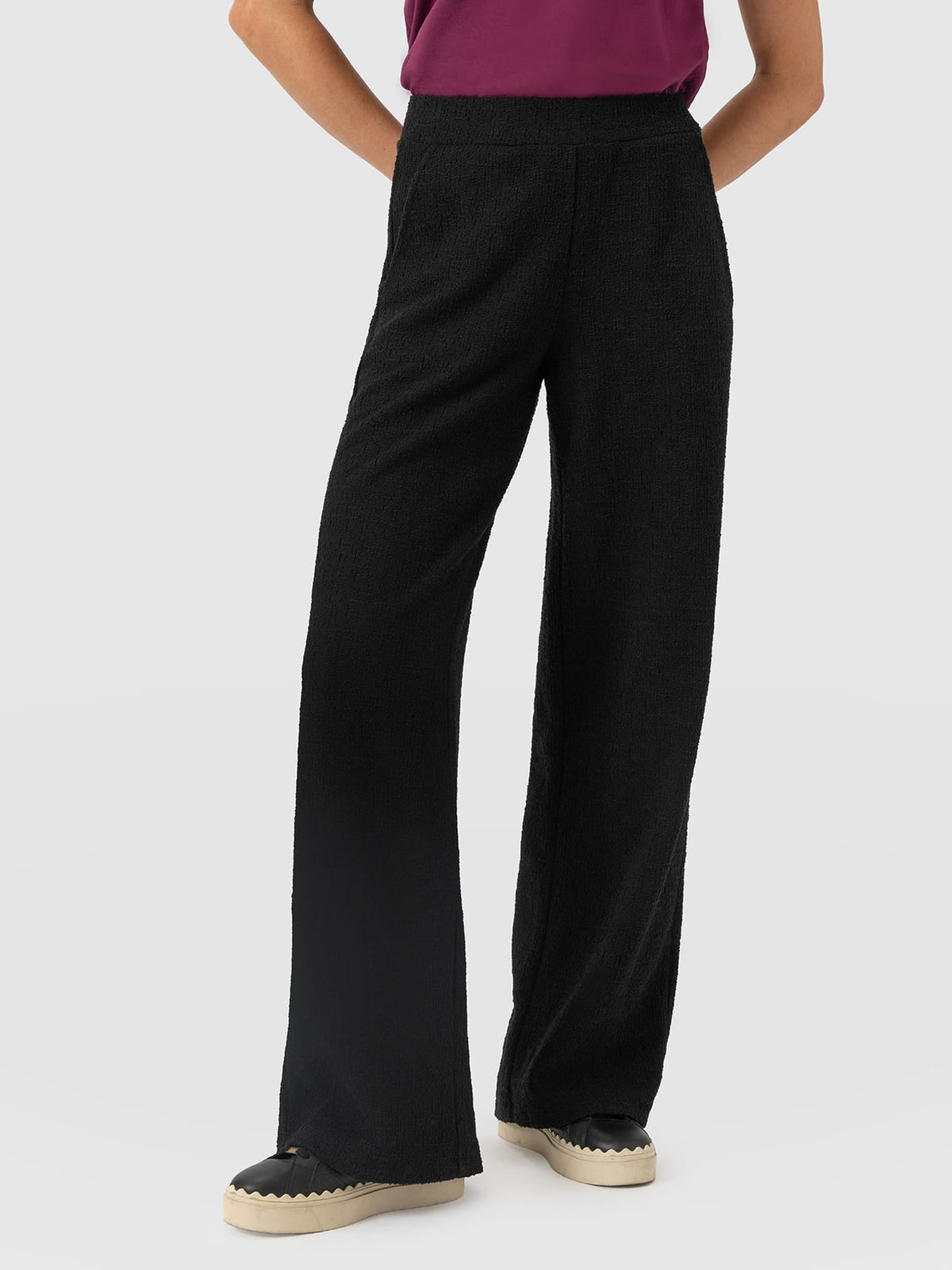 Pantalón de pernera ancha Keller — Bouclé negro — vista 2