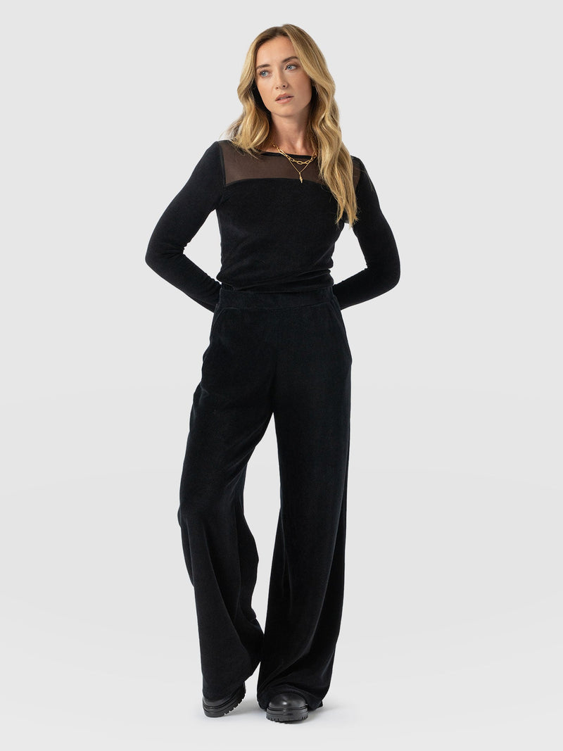 Pantalón de pernera ancha Keller — Terciopelo negro — vista 1