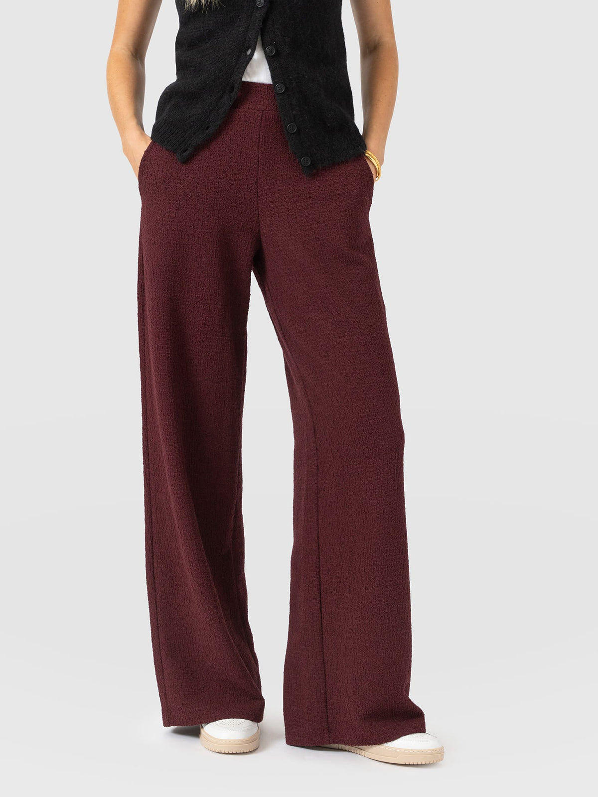 Pantalón de pernera ancha Keller — Bouclé burdeos — vista 2