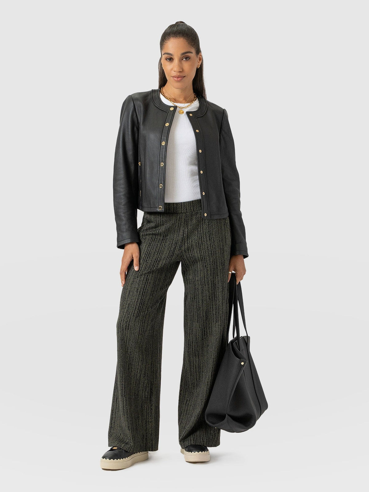 Pantalón de pernera ancha Keller — Estampado píxel verde — vista 4