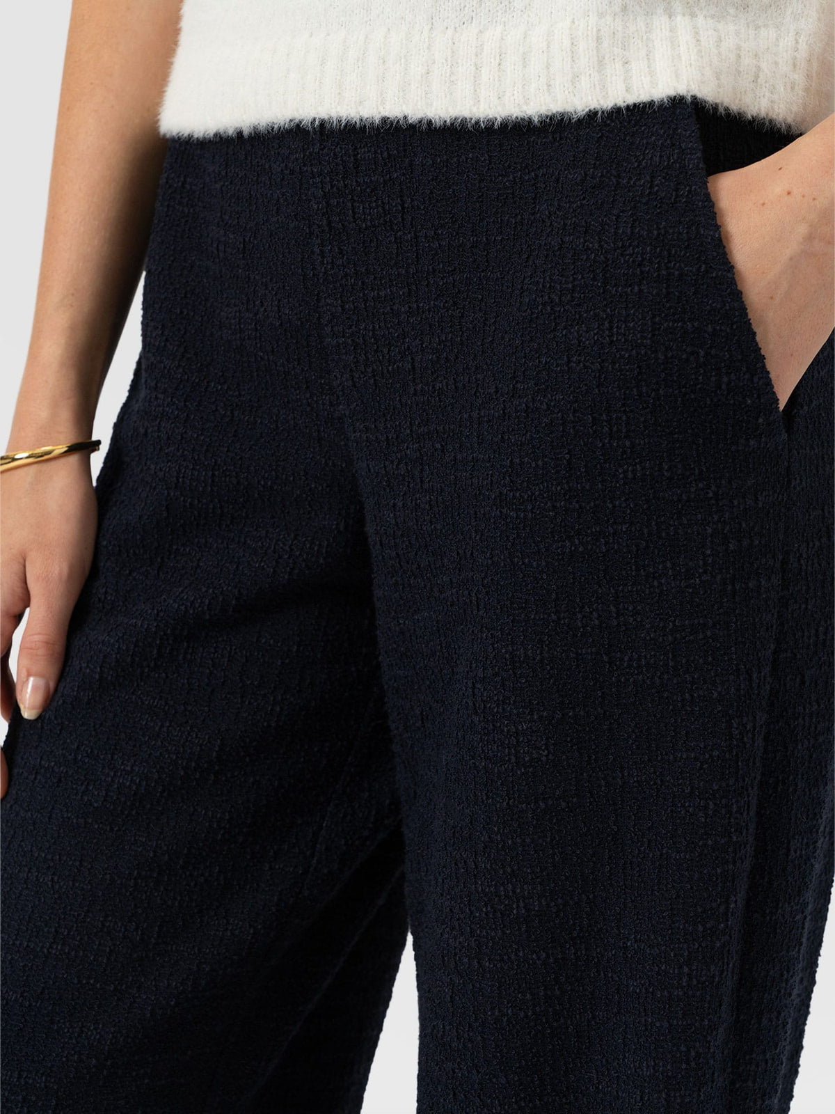 Pantalón de pernera ancha Keller — Bouclé azul marino — vista 4