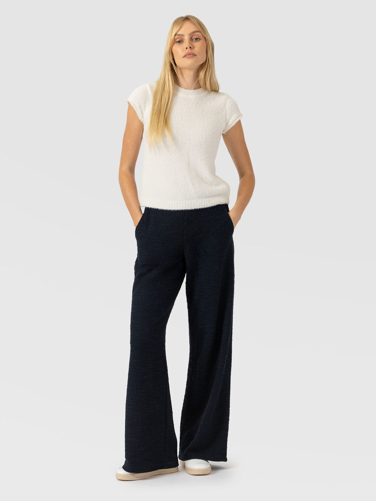 Pantalón de pernera ancha Keller — Bouclé azul marino — vista 1