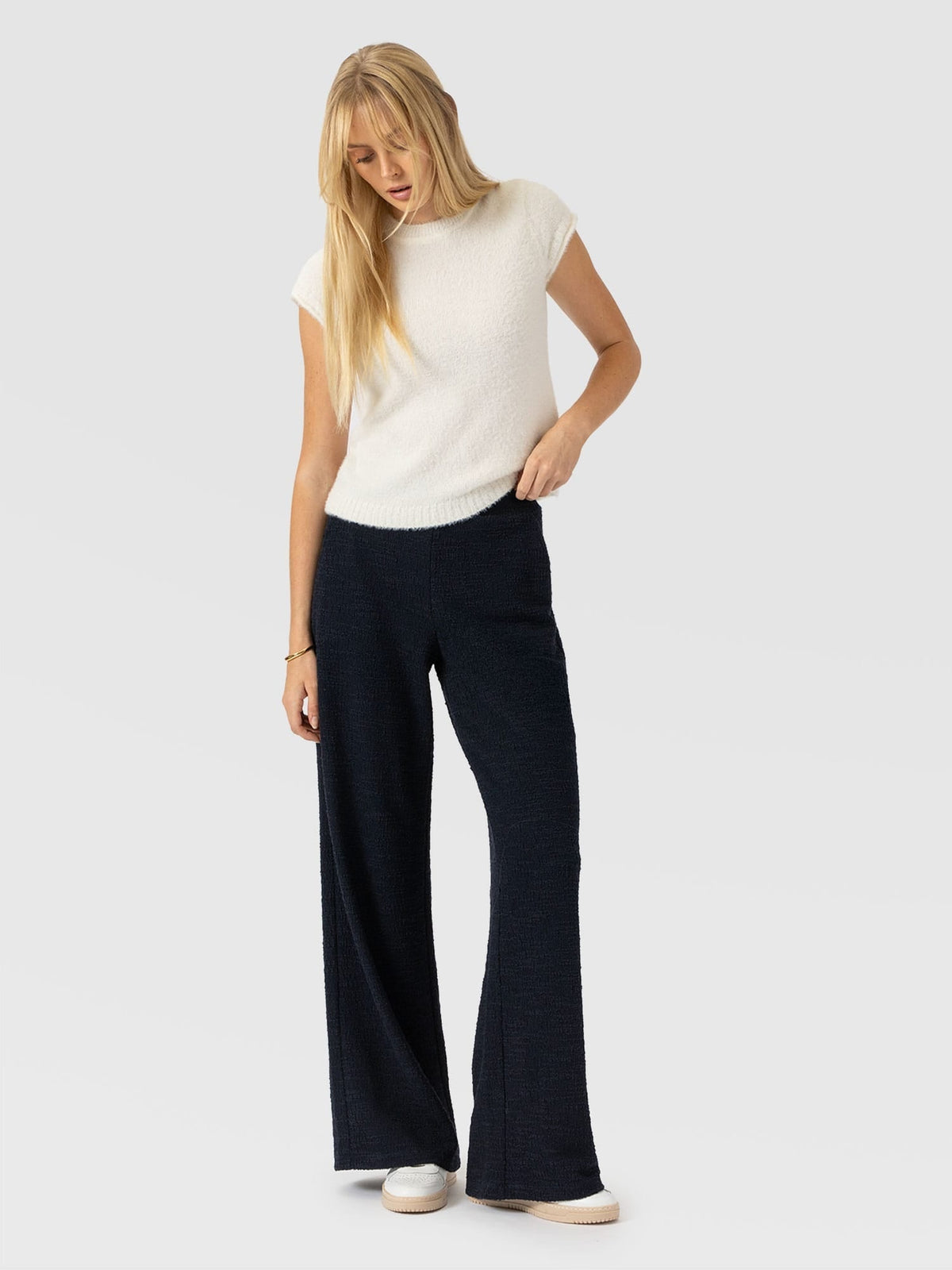Pantalón de pernera ancha Keller — Bouclé azul marino — vista 3