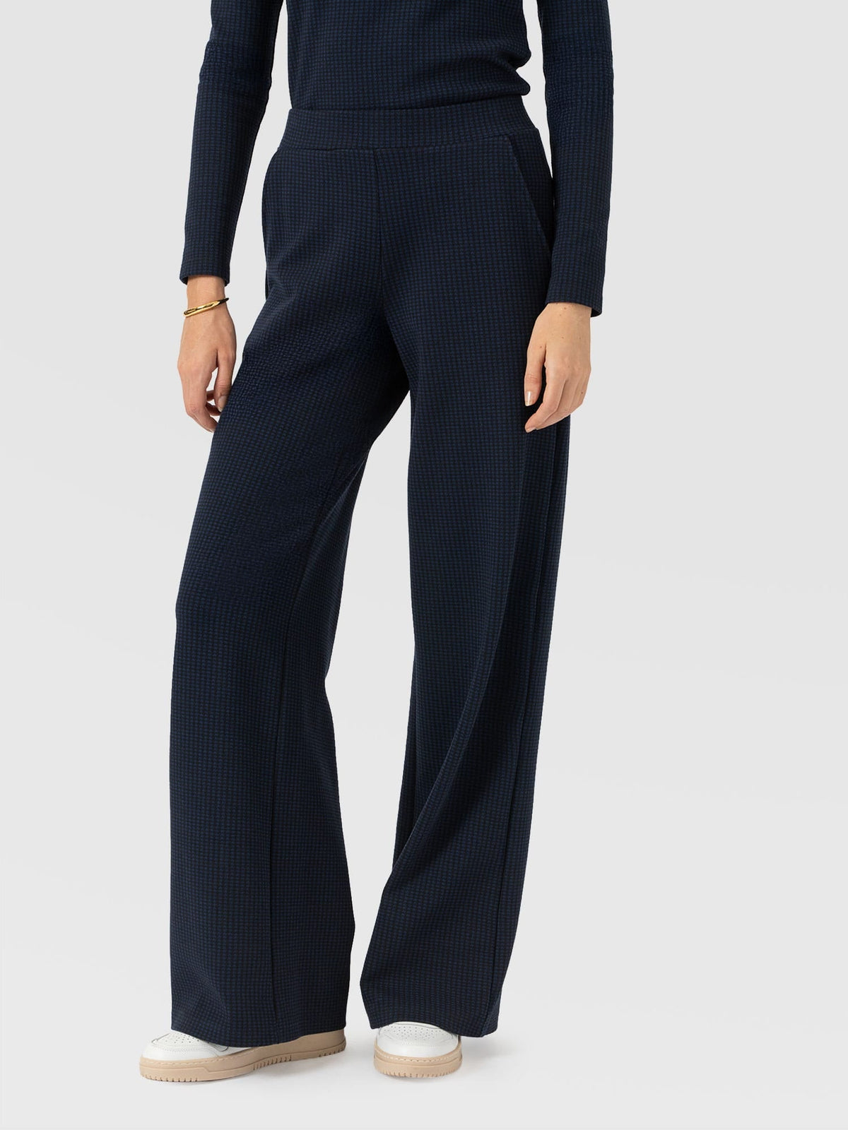 Pantalón de pernera ancha Keller — Minipata de gallo azul marino — vista 4