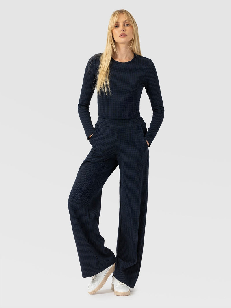 Pantalón de pernera ancha Keller — Minipata de gallo azul marino — vista 1