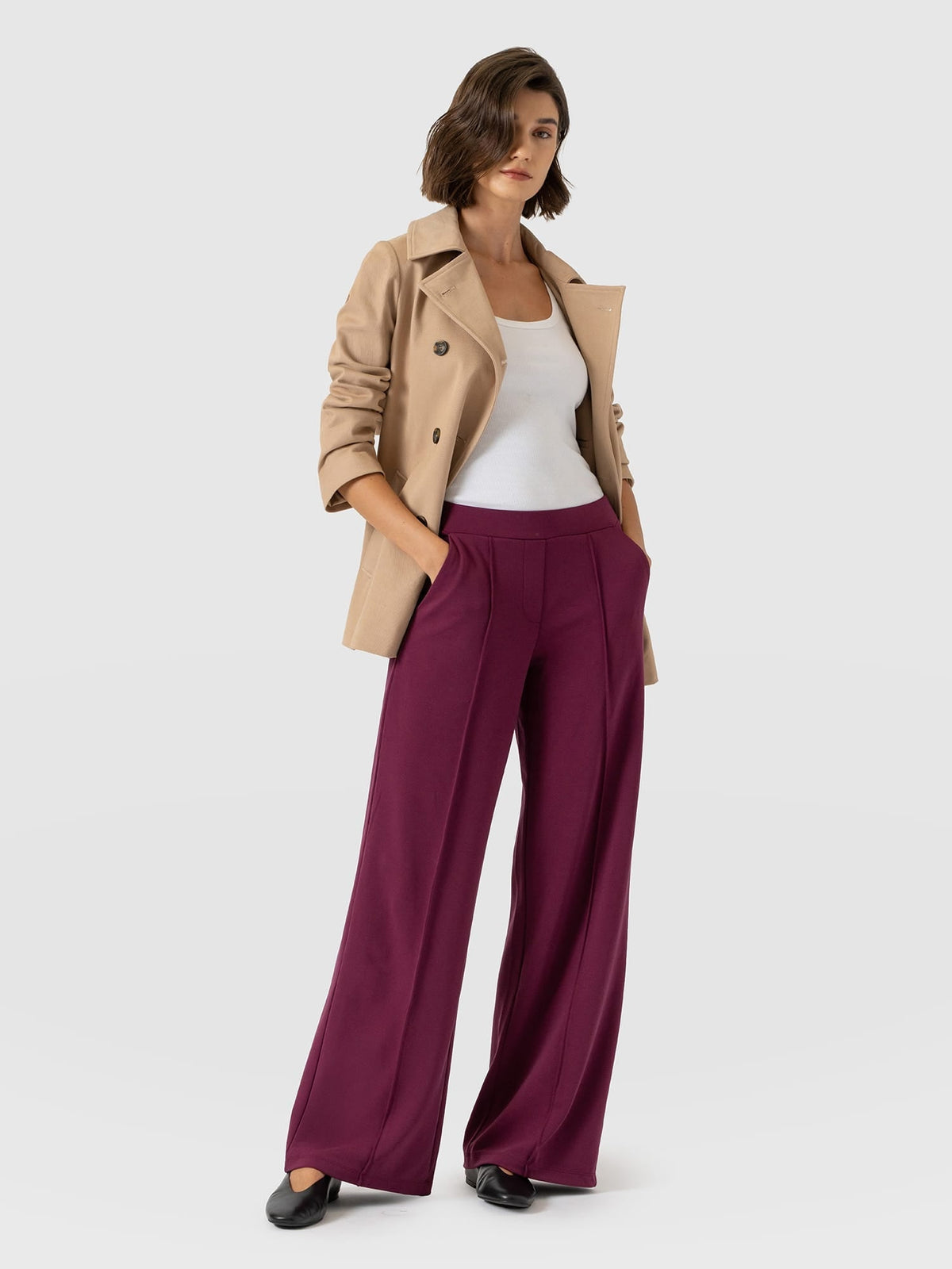 Pantalón de pernera ancha Keller — Ciruela — vista 3