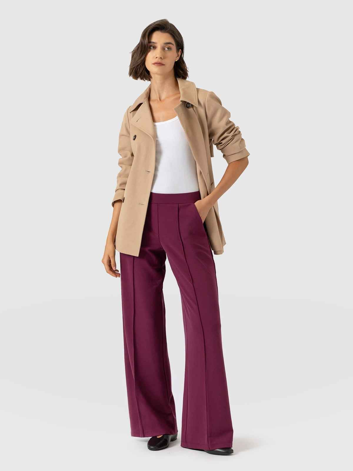 Pantalón de pernera ancha Keller — Ciruela — vista 1